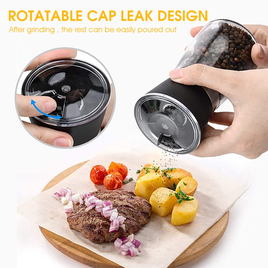 HASTHIP® Pepper Crusher, Salt and Pepper Clear Grinder with Adjustable Ceramic Blades & Dust Cover Lid, Salt and Pepper Shaker Glass Bottle for Coarseness Grind Spices, 180ml, 1 Pcs, Black HASTHIP® Pepper Crusher, Salt and Pepper Clear Grinder with Adjustable Ceramic Blades & Dust Cover Lid, Salt and Pepper Shaker Glass Bottle for Coarseness Grind Spices, 180ml, 1 Pcs, Black